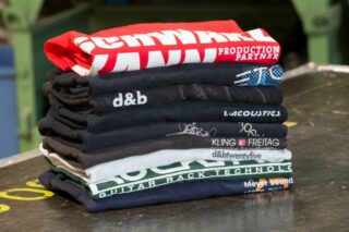 T-Shirts im Veranstaltungstechnik-Lager