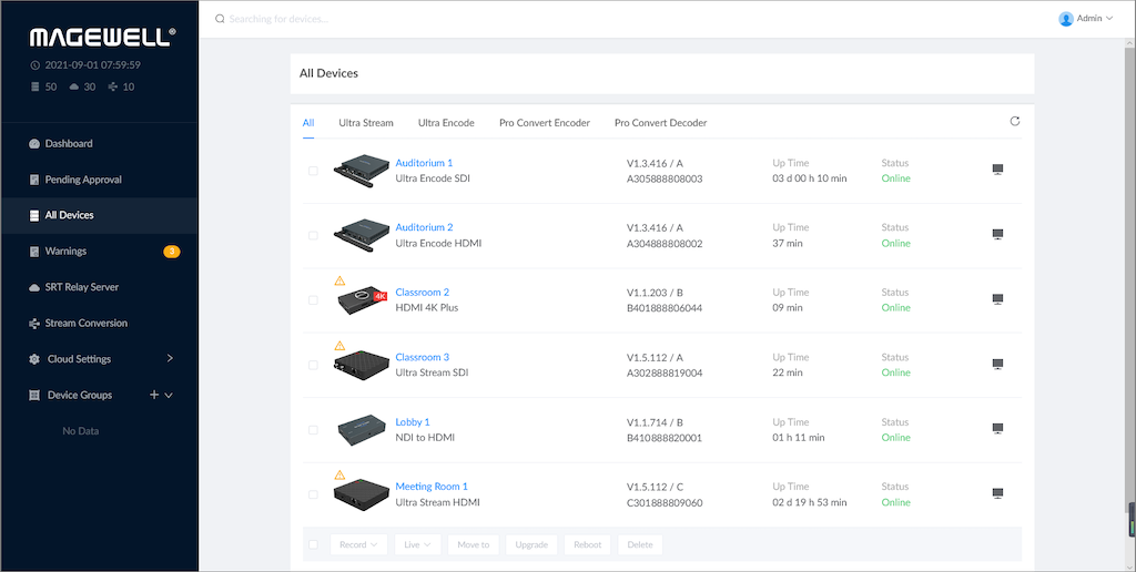 Magewell_Cloud_UI_Device_Management